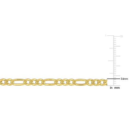 SILVER YELLOW GOLD 3.8MM PLATED FIGARO BRACELET LENGTH (INCHES): 7.5