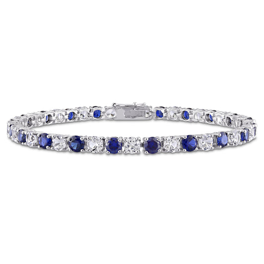 Blue and White Created Sapphire Tennis Bracelet