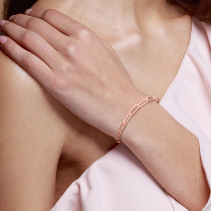 6MM Fancy cut Paperclip bracelet silver