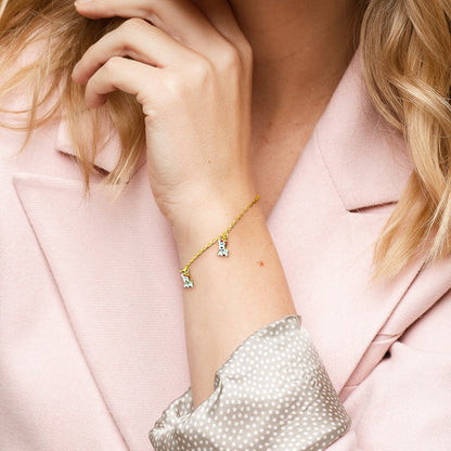 Kids Silver Yellow Dog Charm Bracelet w/ Enamel on 2mm Rolo Chain w/spring ring clasp Length (inches): 6.5+ 1/2 ext.