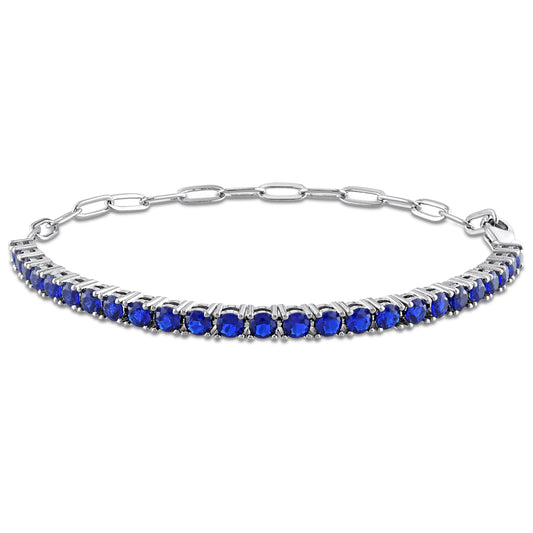 Blue Cubic Zirconia Bracelet With Half Paperclip