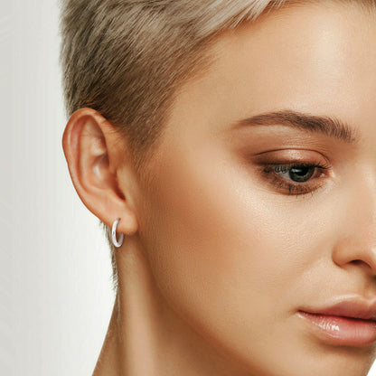 Silver white 20mm round Hoop Earrings (3MM WIDTH)