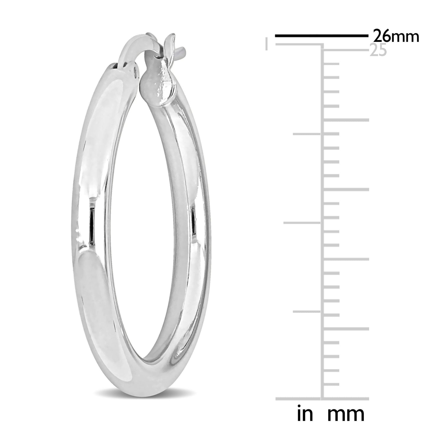Silver white 26mm round Hoop Earrings (3MM WIDTH)
