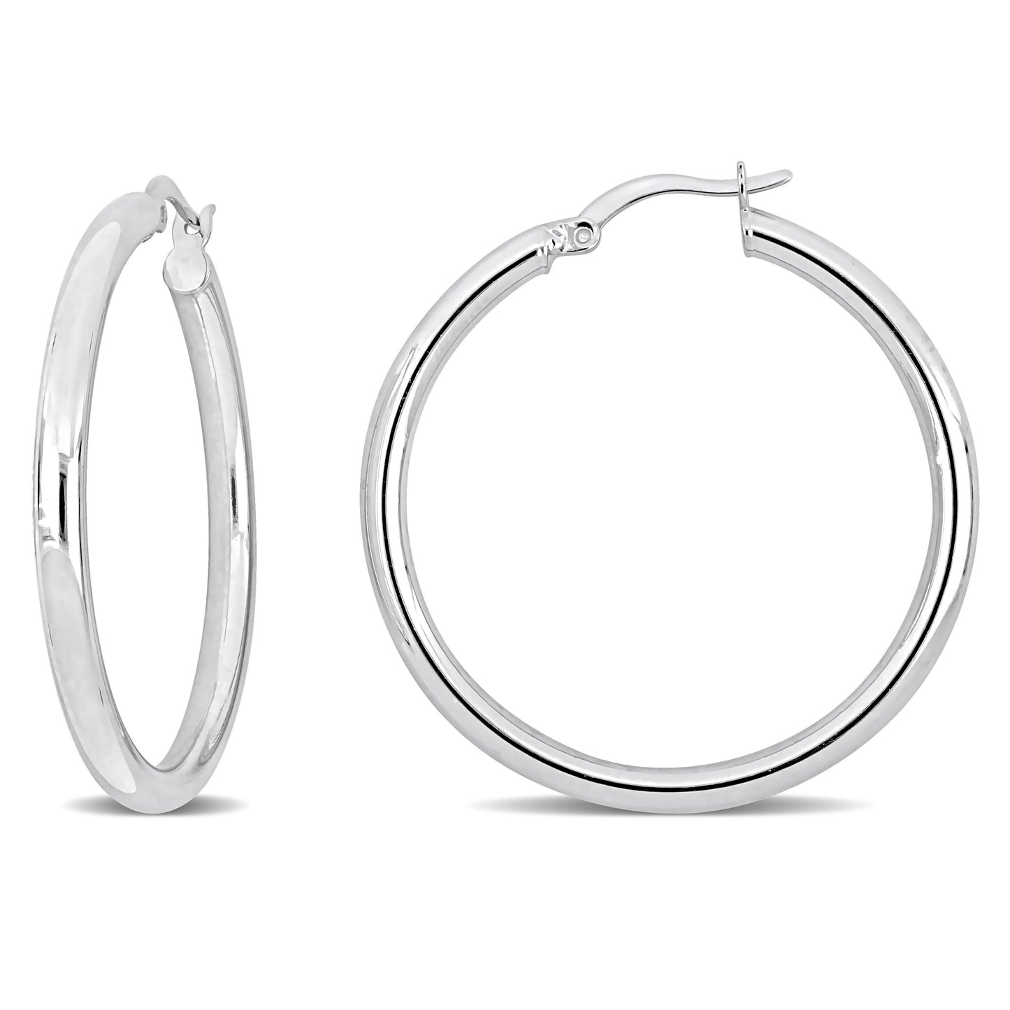 Silver white 36mm round Hoop Earrings (3MM WIDTH)