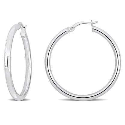 Silver white 36mm round Hoop Earrings (3MM WIDTH)
