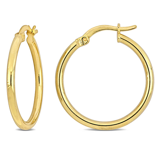 Silver Yellow 23mm round Hoop Earrings 2mm wide