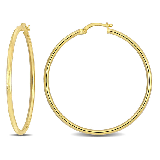 Silver Yellow 43MM round Hoop Earrings (2MM WIDTH)