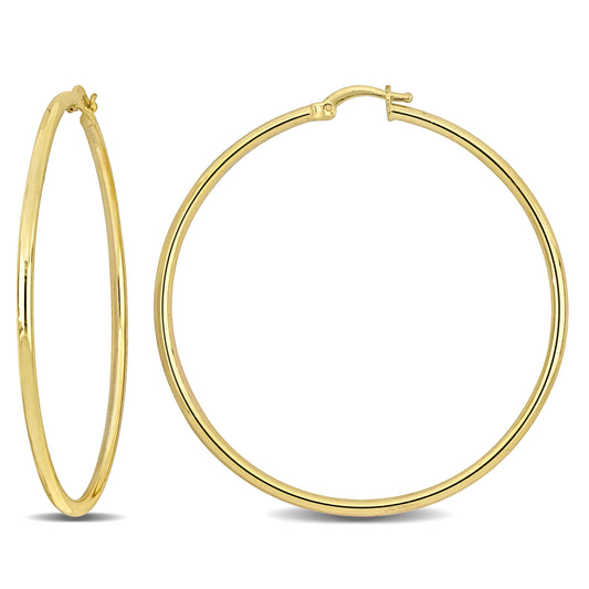 Yellow Silver Hoop Earrings