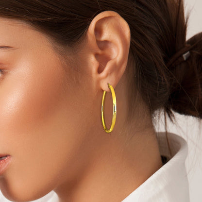 Silver Yellow 45MM round Hoop Earrings (3MM WIDTH)