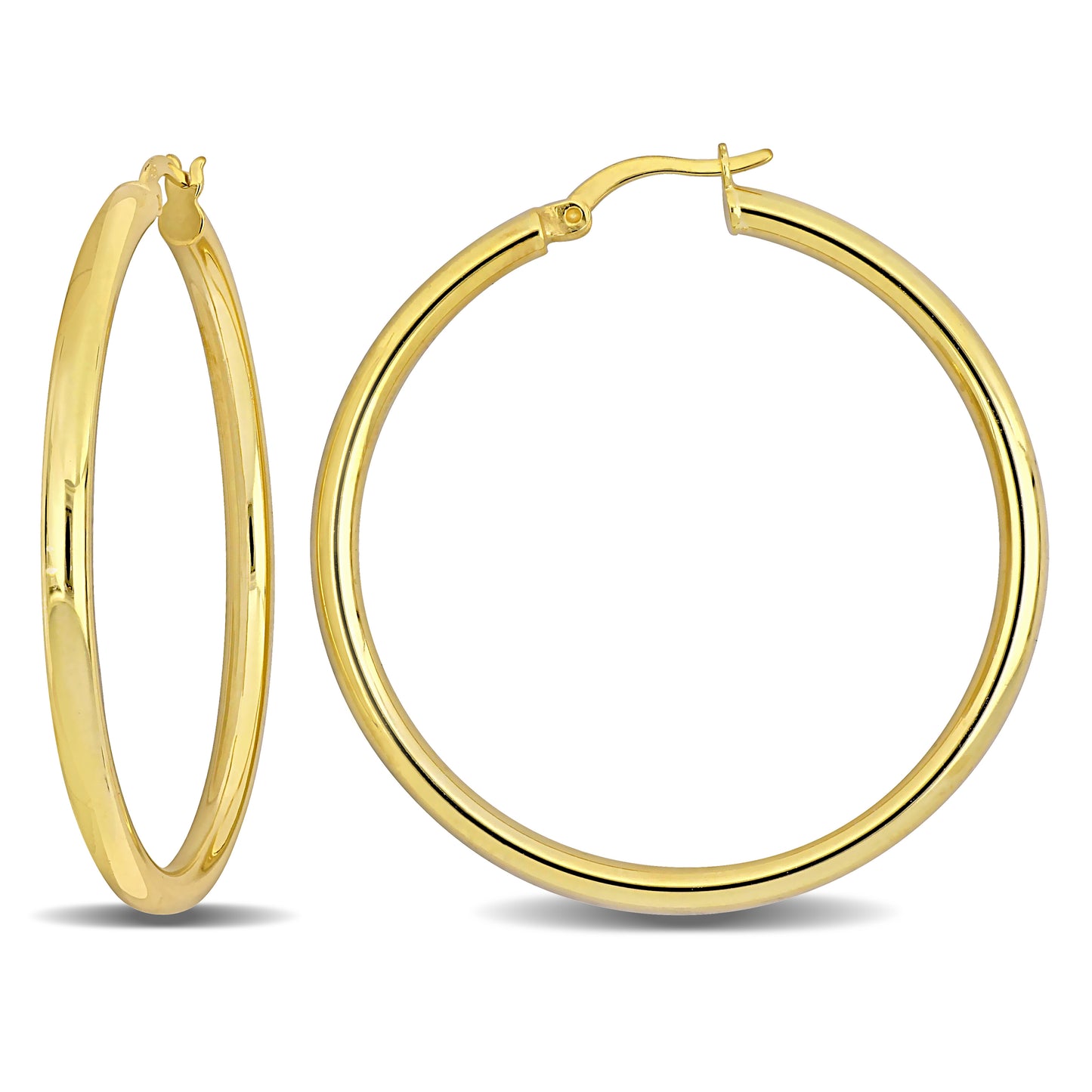 Silver Yellow 45MM round Hoop Earrings (3MM WIDTH)