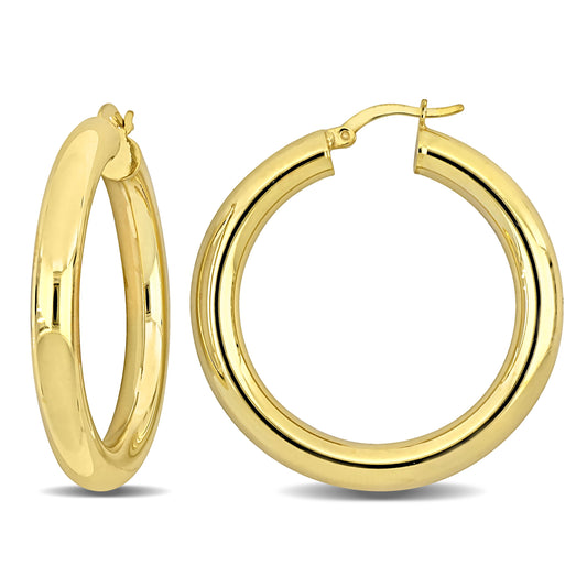 Silver Yellow 40M round Hoop Earrings (5MM WIDTH)