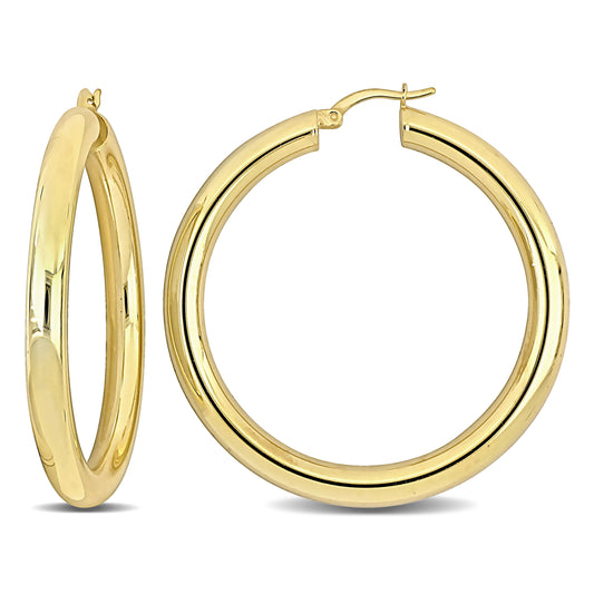 Silver Yellow 50MM round Hoop Earrings (5MM WIDTH)