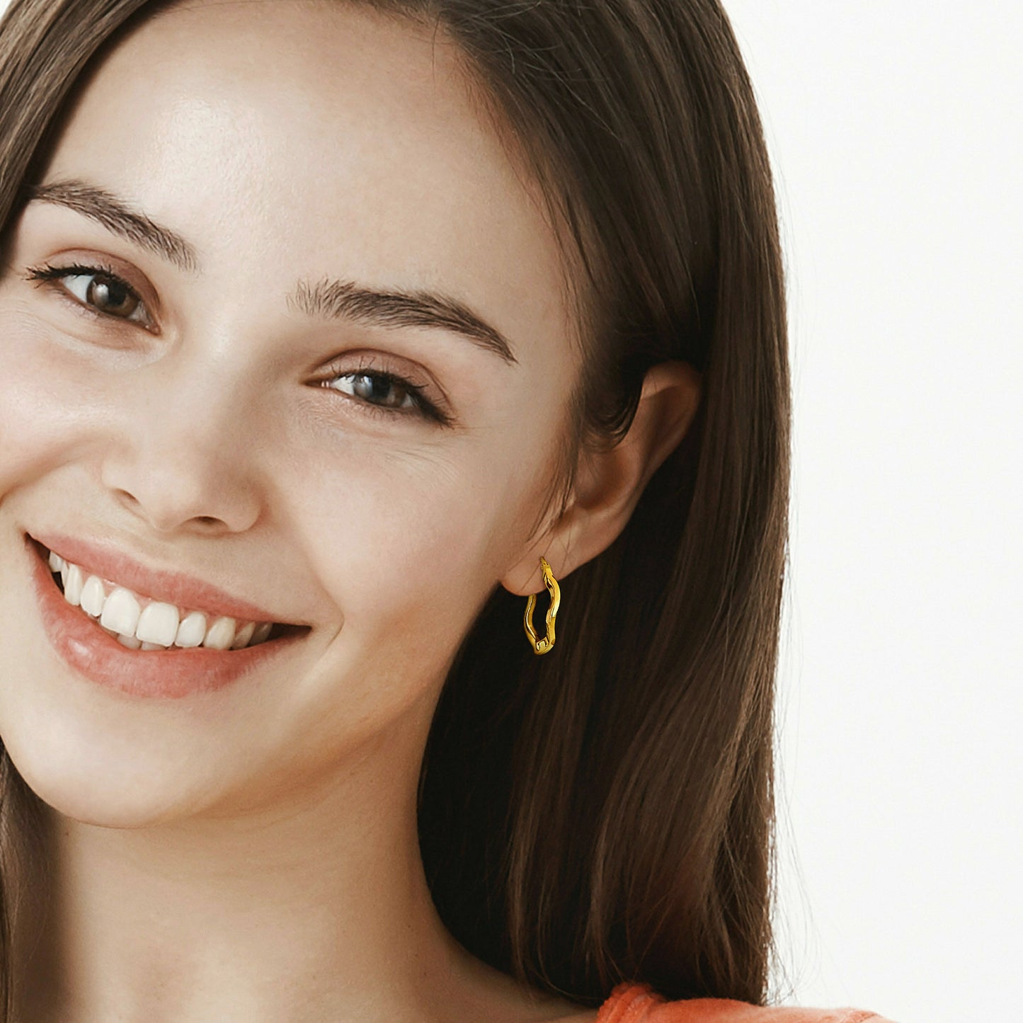 Silver Yellow 27MM round wave Hoop Earrings 2.5mm wide