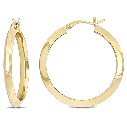 Silver Yellow 30MM Hoop Knife Edge Earrings (3.3MM WIDTH)