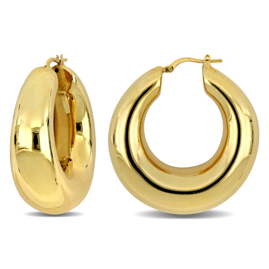 40MM Polished hoop earrings in yellow plated sterling silver