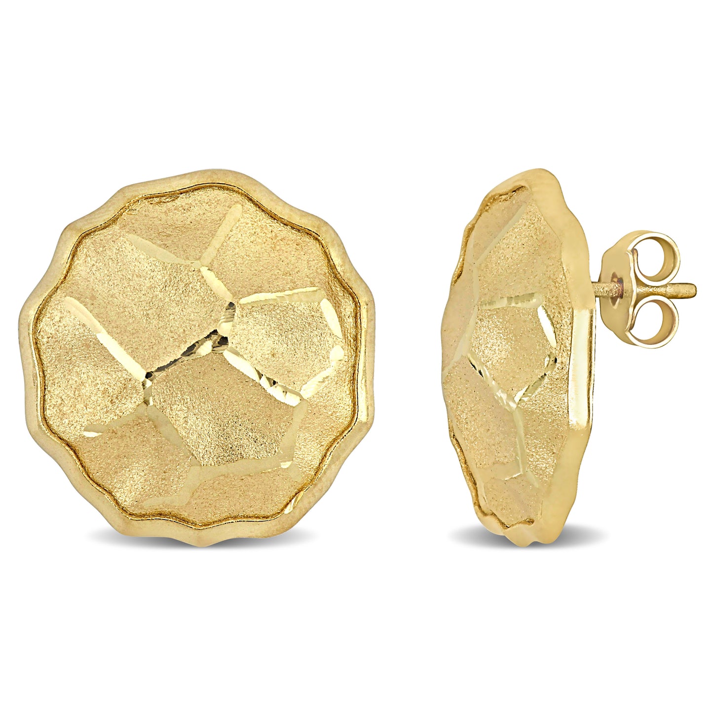 21 MM Hammered disc earrings in yellow plated sterling silver
