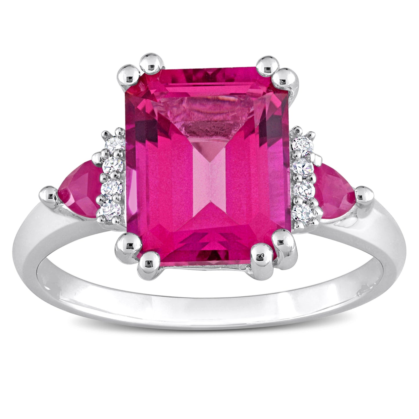 0.04 ct Diamond tw and 4 1/2 ct tgw pink topaz ruby fashion ring silver
