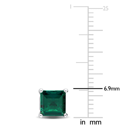 2 1/3 ct TGW Created emerald fashion post earrings silver