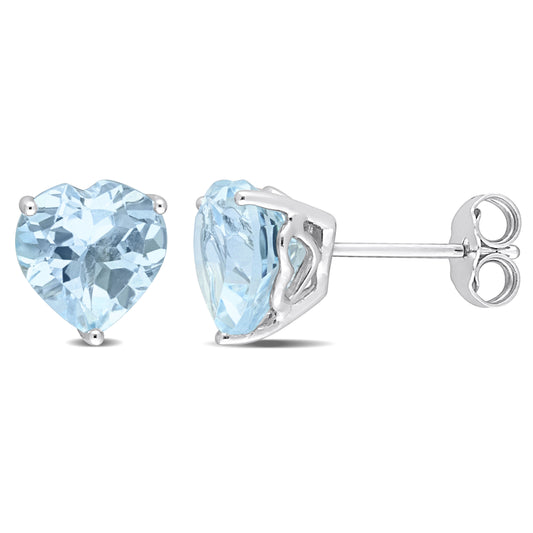 4 ct TGW Blue topaz - sky fashion post earrings silver
