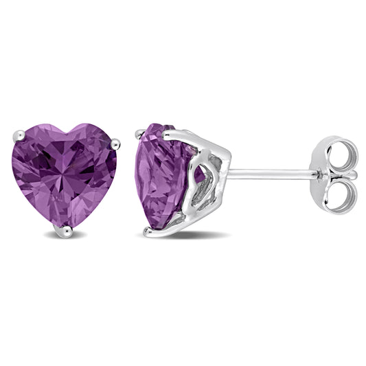 4.54 ct TGW Simulated alexandrite fashion post earrings silver