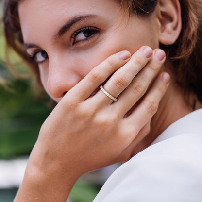 1 1/10 CT TGW Created White Sapphire Stackable Ring