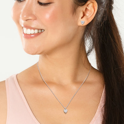 2 ct Dew created moissanite-white fashion earrings & pendant set with chain silver