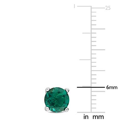 1 3/4 ct TGW created emerald stud earrings silver