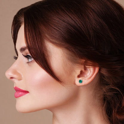 1 3/4 ct TGW created emerald stud earrings silver