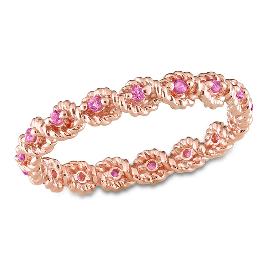 1/5 CT TGW Created Pink Sapphire Fashion Ring 10k Pink Gold