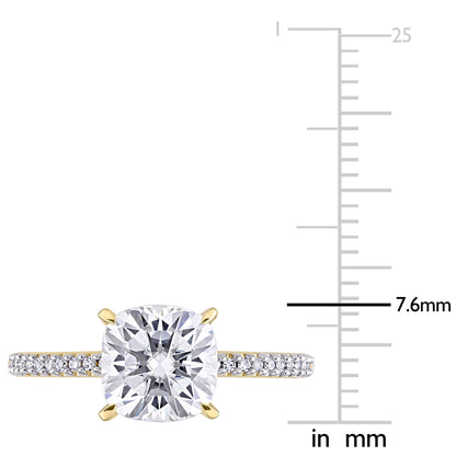 2ct Dew created white moissanite and 1/10ct tw diamond solitaire engagement ring in 14k gold