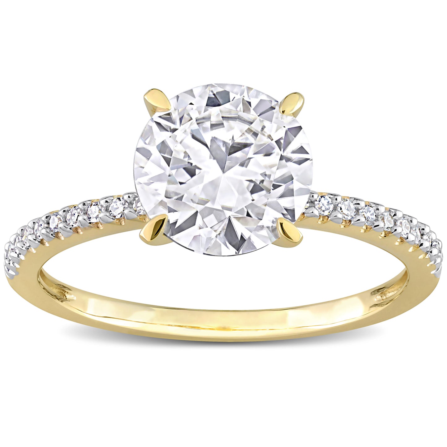 1/10 CT Diamond TW And 2 CT DEW Created Moissanite-White Fashion Ring 14k Gold GH I1;I2