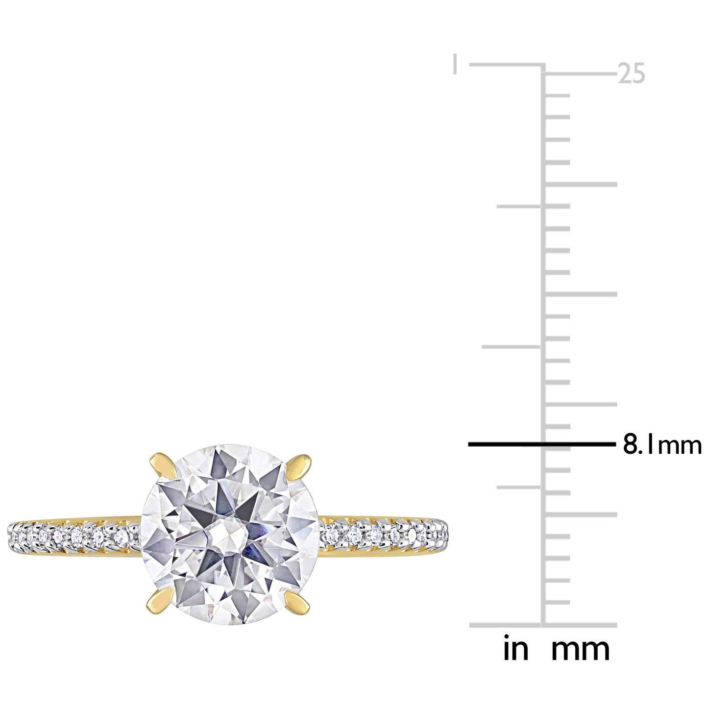 1/10 CT Diamond TW And 2 CT DEW Created Moissanite-White Fashion Ring 14k Gold GH I1;I2