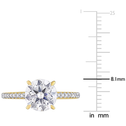 1/10 CT Diamond TW And 2 CT DEW Created Moissanite-White Fashion Ring 14k Gold GH I1;I2