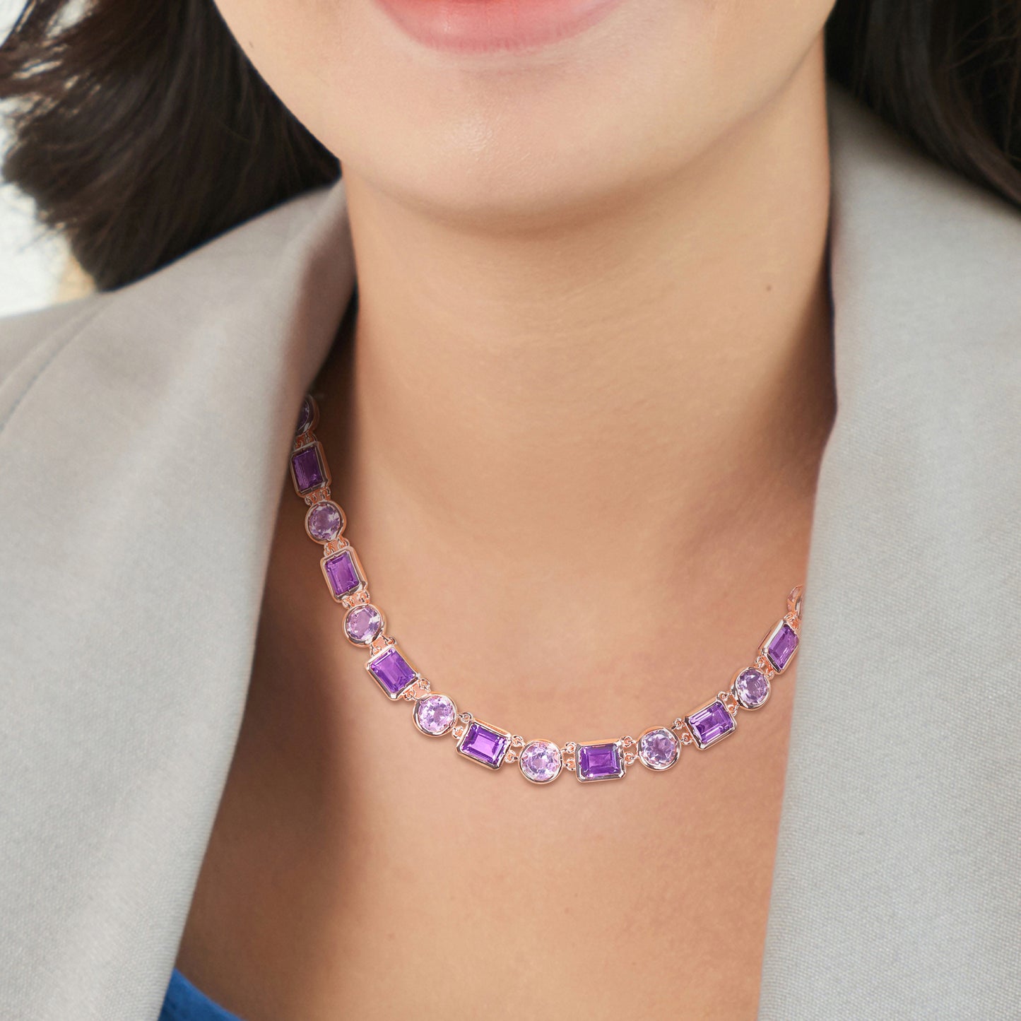 67 ct TGW Amethyst rose de france necklace pink silver length (inches): 16