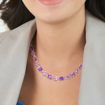 67 ct TGW Amethyst rose de france necklace pink silver length (inches): 16