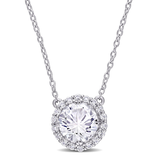 2 3/4 ct TGW Created white sapphire fashion pendant with chain silver