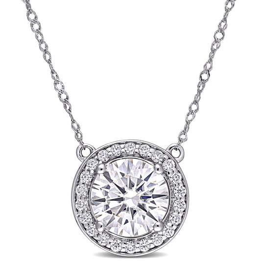2 1/5 CT DEW Created Moissanite-White Necklace With Chain 14k White Gold Length (inches): 17
