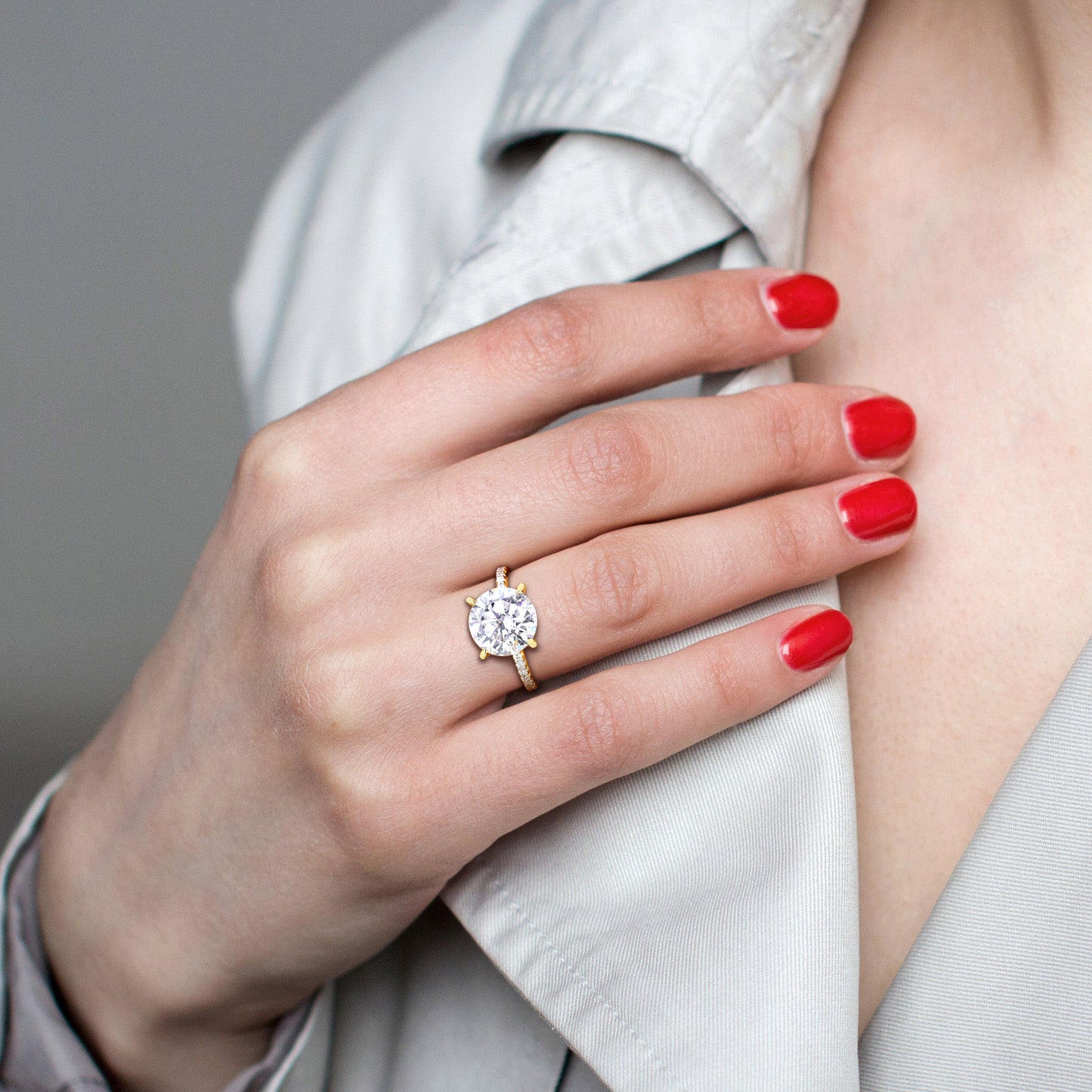 3 3/4 CT DEW Created Moissanite-White Fashion Ring 10k Yellow Gold