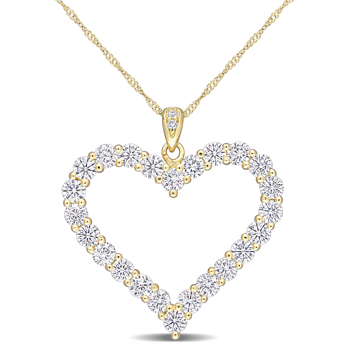 2 2/5 ct Dew created moissanite-white heart pendant with chain silver