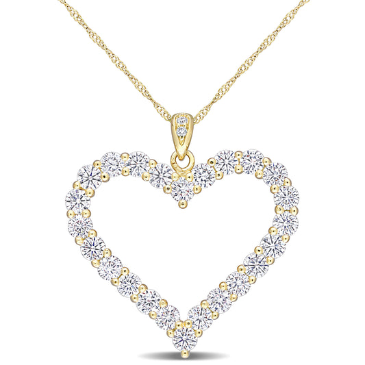 2 2/5 ct Dew created moissanite-white heart pendant with chain silver