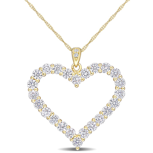 2 2/5 ct Dew created moissanite-white heart pendant with chain silver