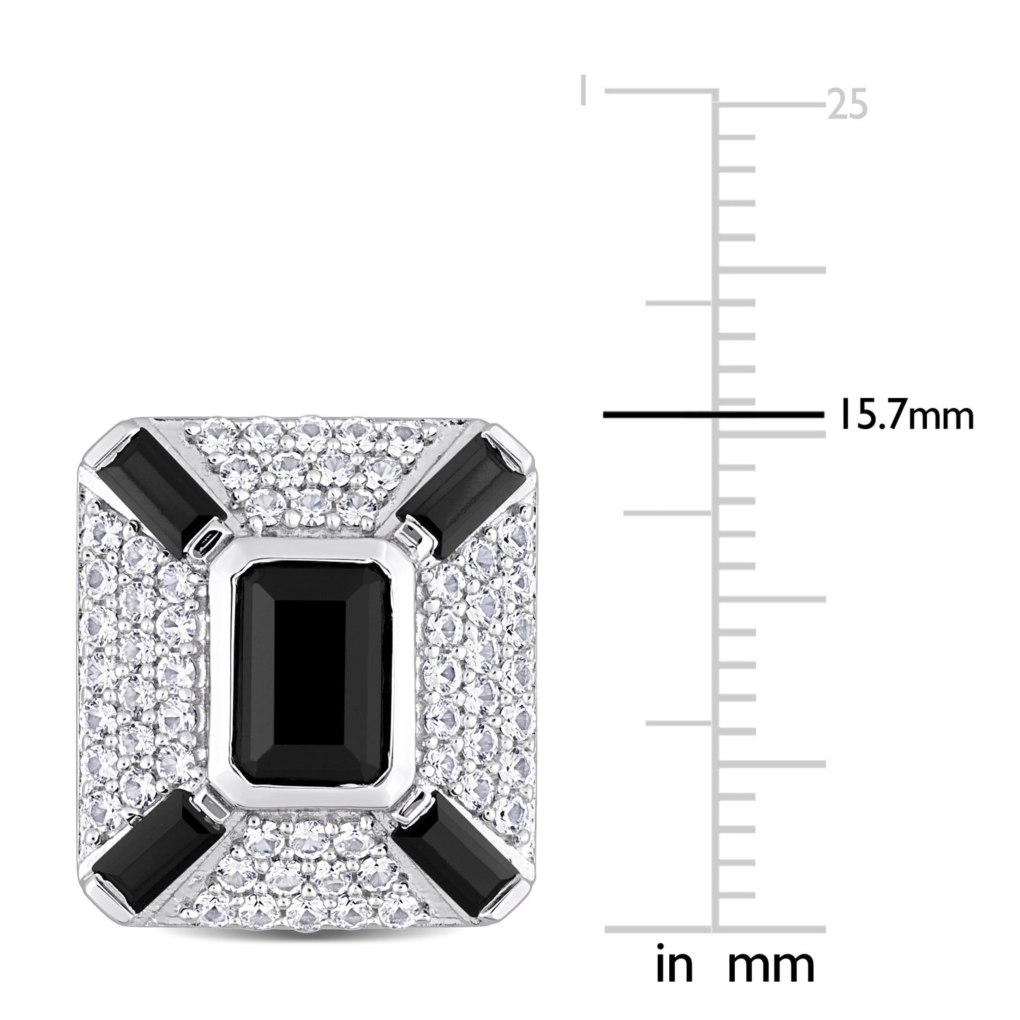 5 4/5 CT TGW Black Spinel Created White Sapphire Cufflink Silver