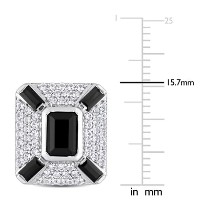 5 4/5 CT TGW Black Spinel Created White Sapphire Cufflink Silver