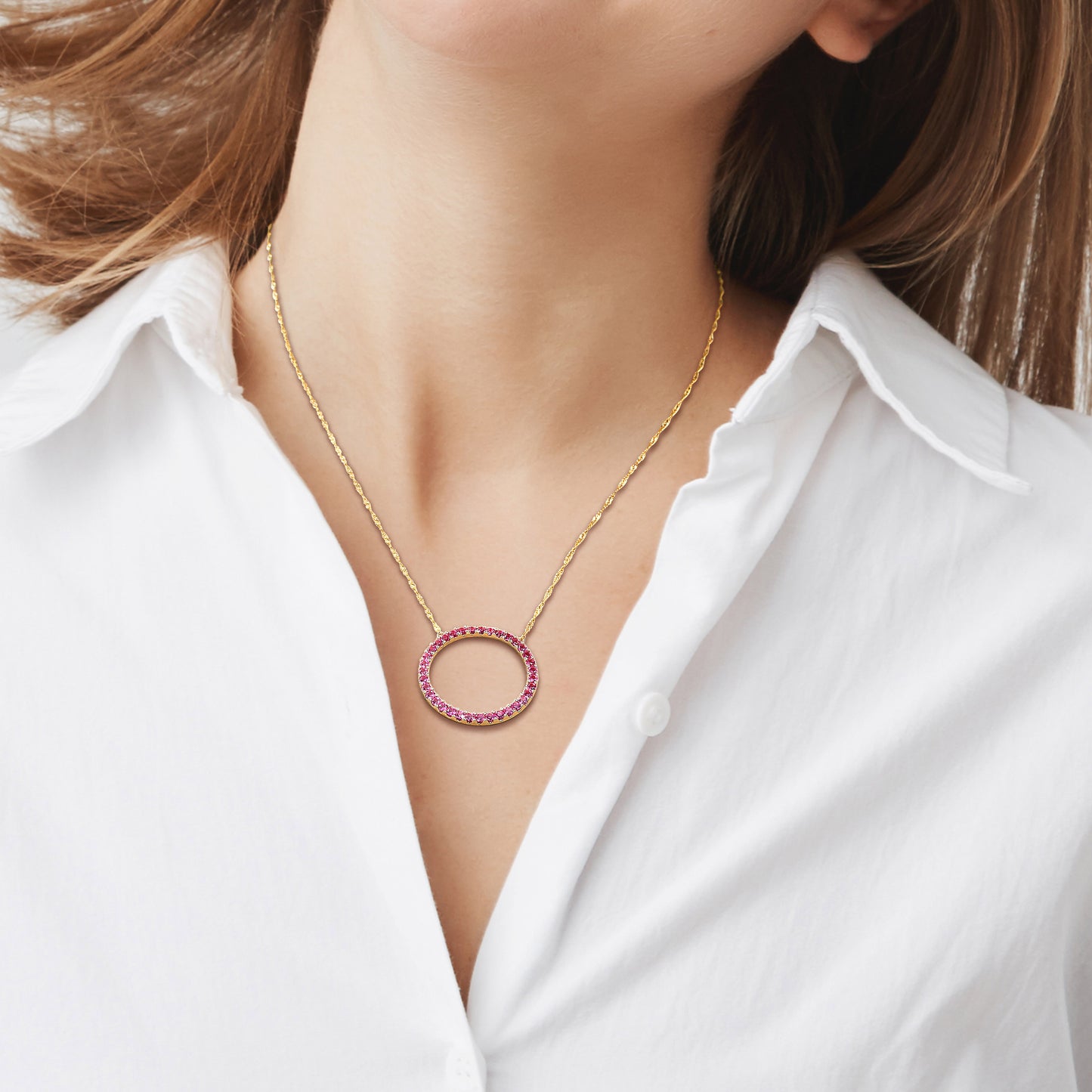1 3/4 CT TGW Created Fashion Pendant With Chain 10k Gold