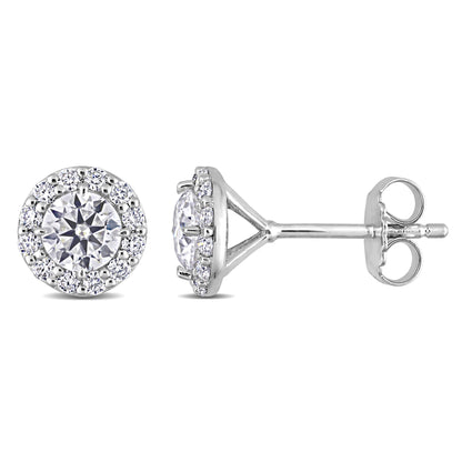 1 1/3 ct Dew created moissanite-white fashion post earrings silver