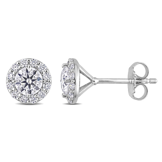 1 1/3 ct Dew created moissanite-white fashion post earrings silver