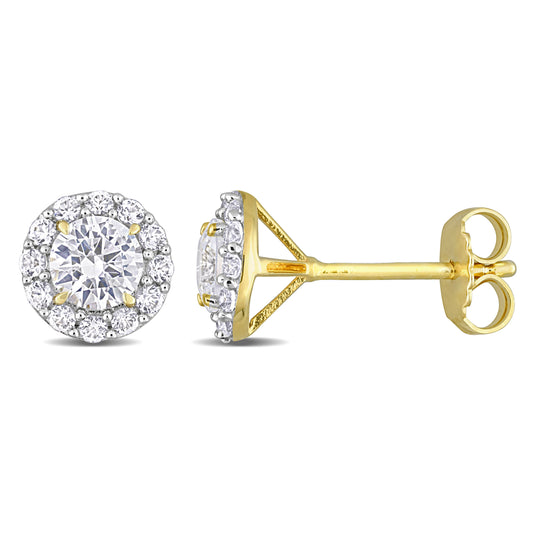 1 3/4 ct TGW Created white sapphire fashion post earrings yellow silver