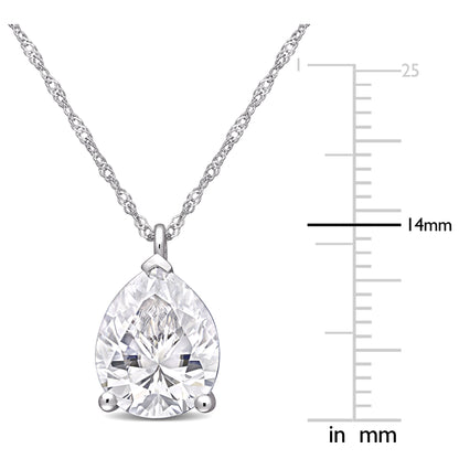 3 1/4 CT DEW Created Moissanite-White Fashion Pendant With Chain 14k White Gold