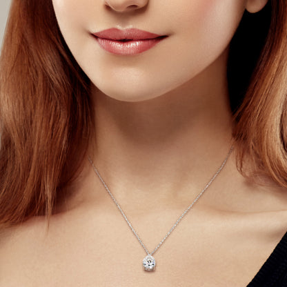 3 1/4 CT DEW Created Moissanite-White Fashion Pendant With Chain 14k White Gold