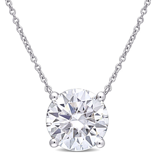 3 1/2 CT DEW Created Moissanite-White Fashion Pendant With Chain 10k White Gold